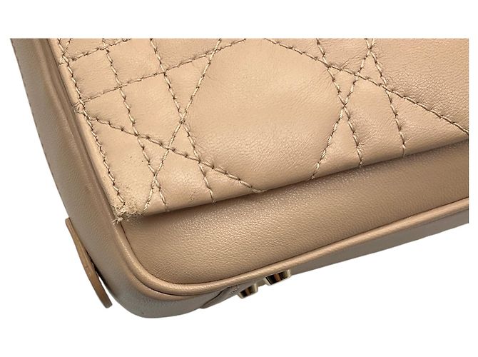 Borsa camera con patta in pelle Cannage beige Christian Dior - vista 10