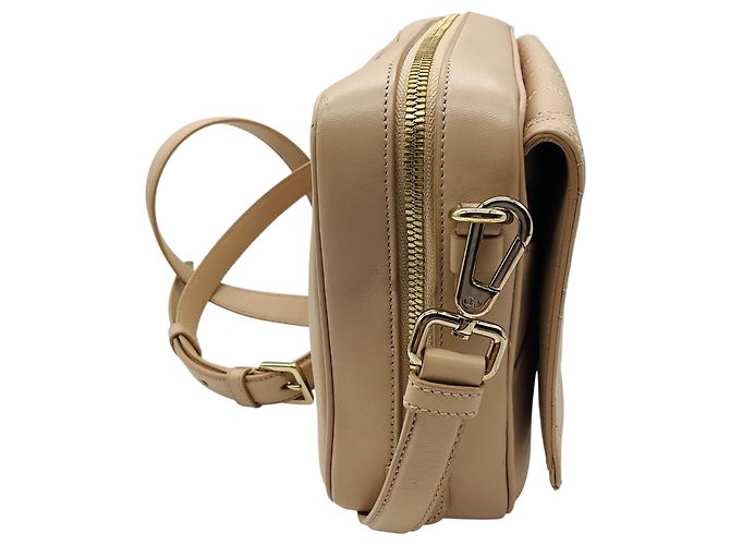 Borsa camera con patta in pelle Cannage beige Christian Dior - vista 2