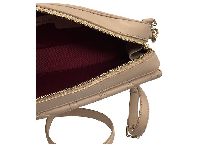 Borsa camera con patta in pelle Cannage beige Christian Dior - vista 6