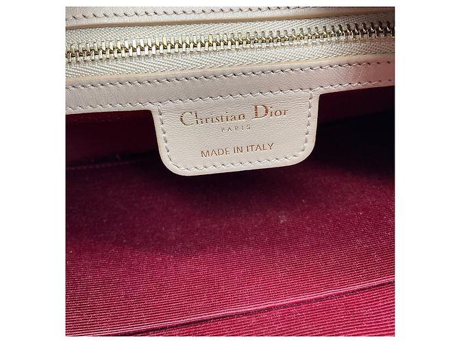 Borsa camera con patta in pelle Cannage beige Christian Dior - vista 7