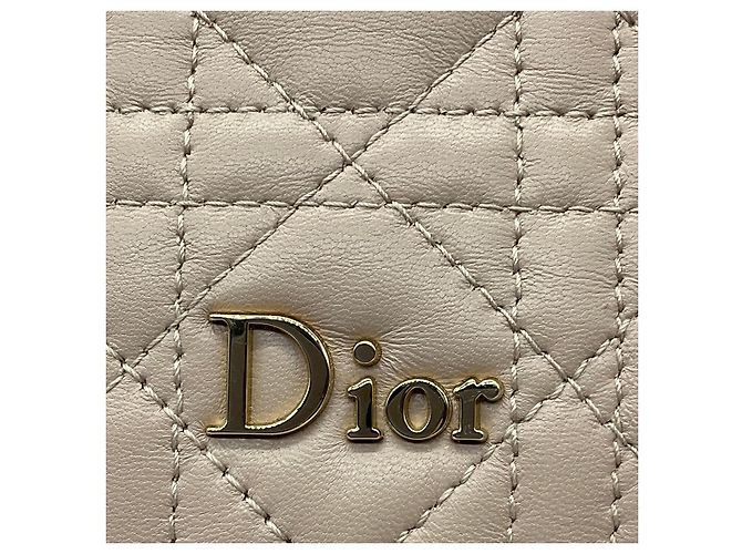Borsa camera con patta in pelle Cannage beige Christian Dior - vista 9