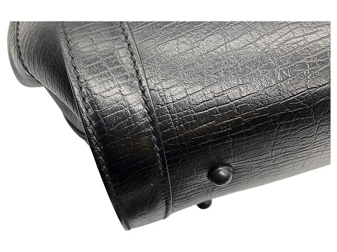 Borsa a tracolla Gucci in pelle nera Bamboo Bullet Nero - vista 12