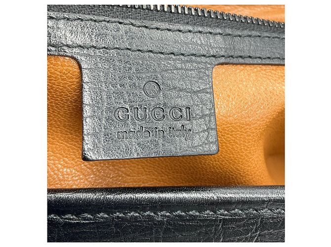 Borsa a tracolla Gucci in pelle nera Bamboo Bullet Nero - vista 7