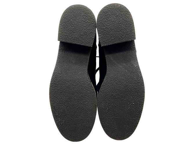 Botas de combate con cordones de piel charolada arrugada negra Chanel Negro - vista 6
