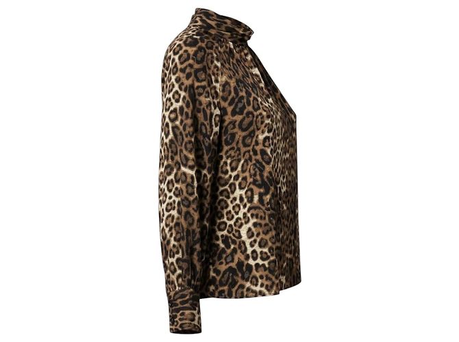 Blusa de seda Nili Lotan con estampado de leopardo marrón / negro - vista 2