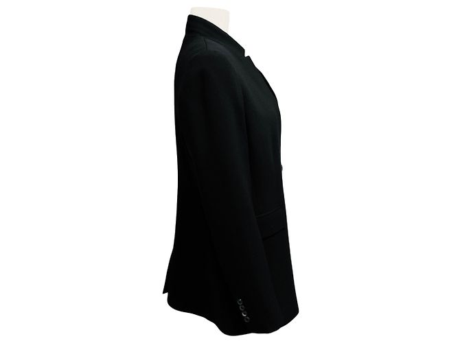 Autre Marque Giacca Brandon Maxwell in lana e seta nera con collo arevers e un bottone Nero - vista 2