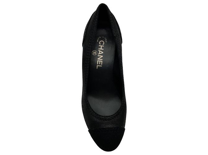 Décolleté wedge Chanel in pelle nera / camoscio Nero - vista 4
