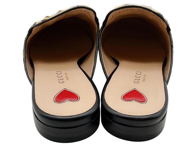 Mules Princetown Gucci in pelo di vitello con stampa leopardata Marrone - vista 5
