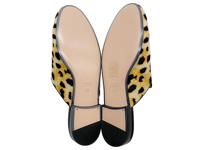 Mules Princetown Gucci in pelo di vitello con stampa leopardata Marrone - vista 6