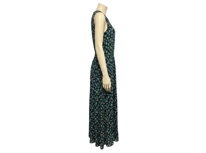 Ulla Johnson ärmelloses Maxikleid aus Seide mit grünem Multi-Floral-Print und Gürtel - Ansicht 2