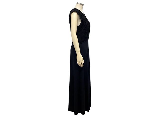 Ulla Johnson Maxikleid aus Bio-Baumwolle in Schwarz mit Raffel-Details - Ansicht 2