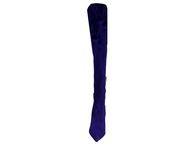 Stivali alti sopra il ginocchio in camoscio viola Gianvito Rossi - vista 3