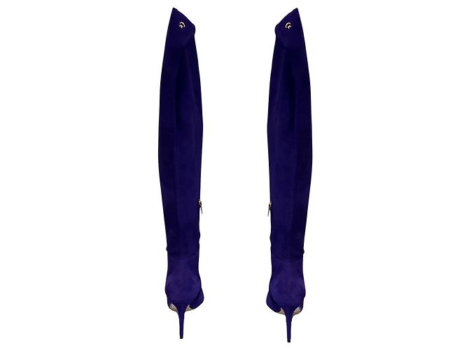 Stivali alti sopra il ginocchio in camoscio viola Gianvito Rossi - vista 5