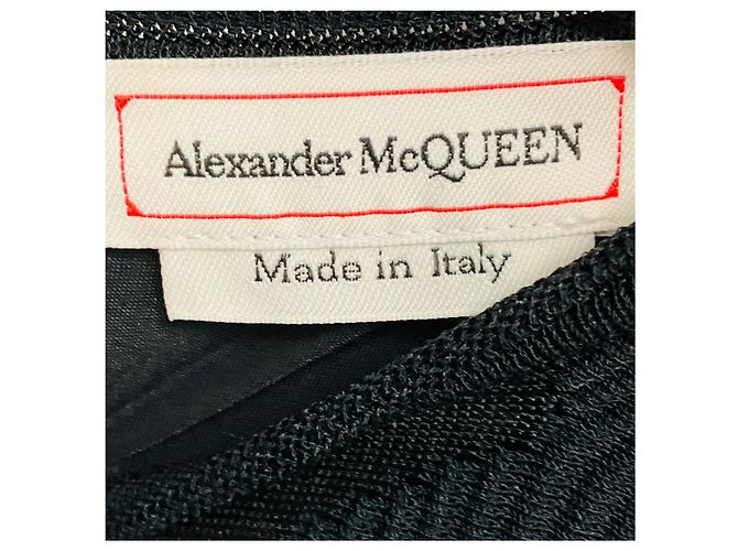 Vestido midi trapecio Alexander McQueen con paneles de malla negra Negro - vista 4