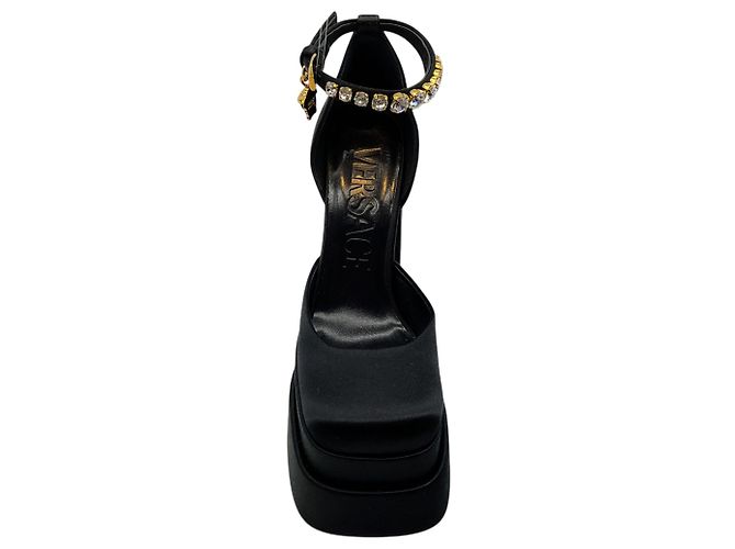 Décolleté con plateau Versace Black Satin Medusa Aevitas Nero - vista 4