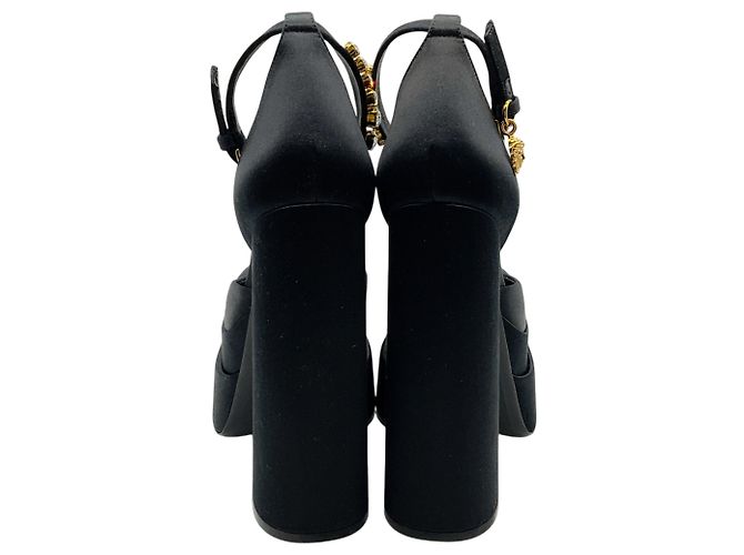 Décolleté con plateau Versace Black Satin Medusa Aevitas Nero - vista 5