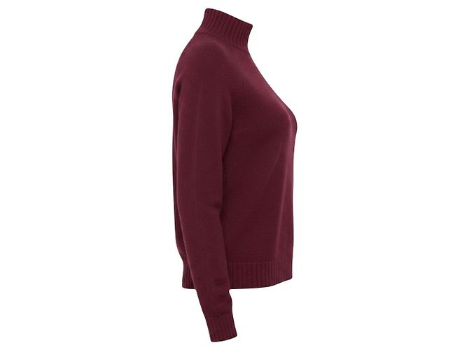 Autre Marque The Elder Statesman Kaschmir-Strickpullover mit Stehkragen Burgundy Bordeaux - Ansicht 2
