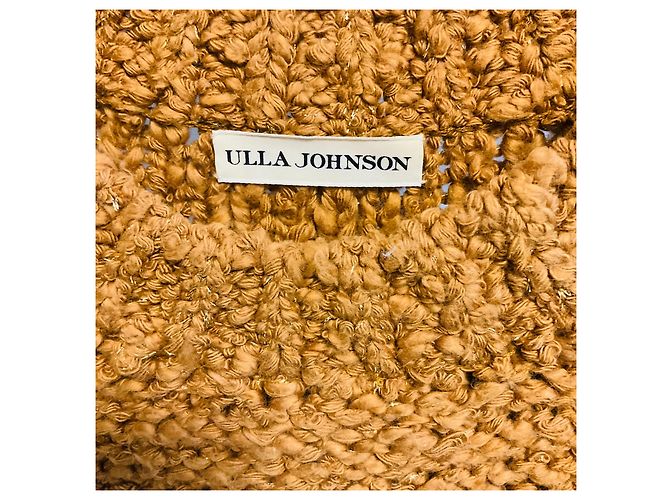 Ulla Johnson Grobstrick-Pullover mit kurzen Ärmeln aus Baumwolle und Lurex, Tan / Gold Metallic Kamel - Ansicht 4