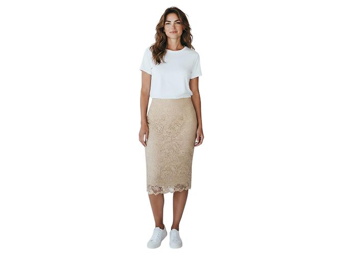 Autre Marque Falda midi Brochu Walker Buff Beige Mara Lace - vista 6