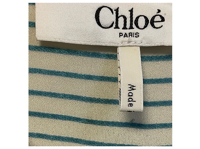 Chloé Blusa de seda Chloe Marfil / Rayas Azules Multicolor - vista 4