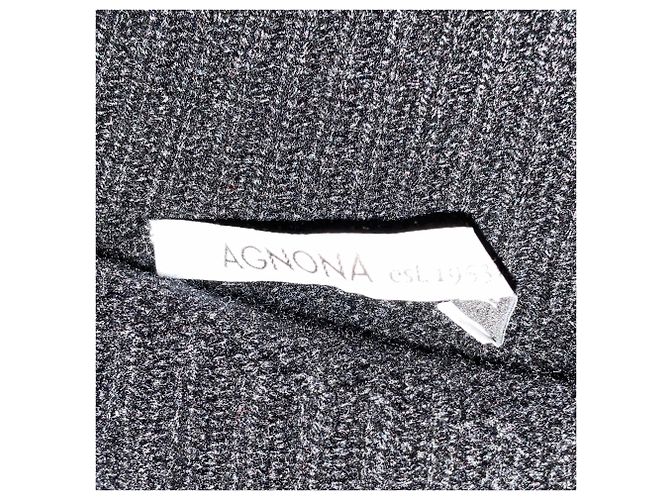 Jersey de cachemira con ribete de piel Agnona Black / Grey / Taupe - vista 4