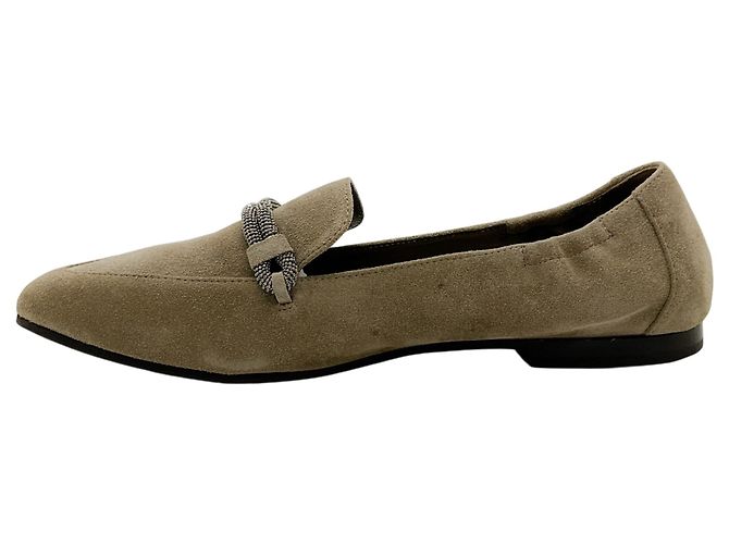 Mocasines de ante Taupe con punta fina Brunello Cucinelli con Monili Beige - vista 3