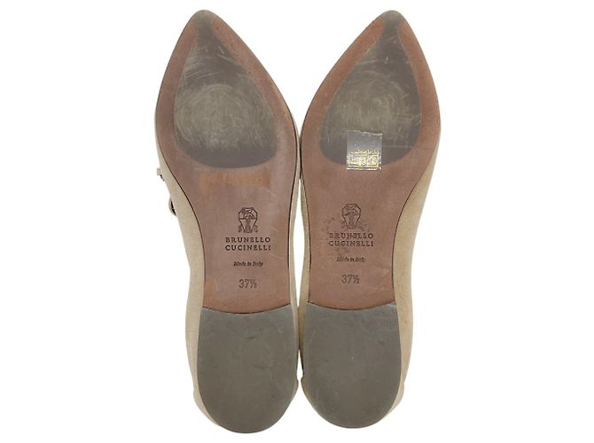 Mocasines de ante Taupe con punta fina Brunello Cucinelli con Monili Beige - vista 6