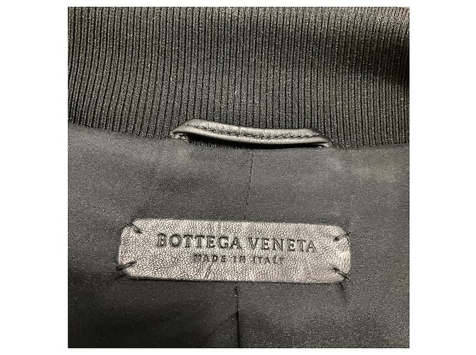 Bottega Veneta Black Embossed Leather Zip Front Bomber Jacket - view 4
