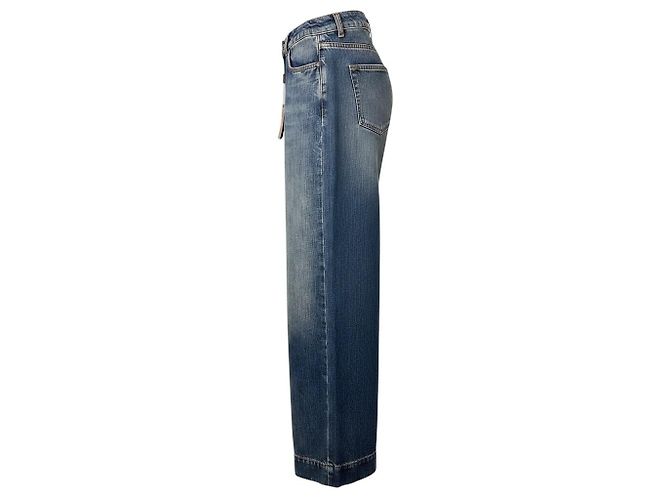 Vaqueros Etro de algodón Five Pocket Wide Leg con bolsillo bordado, Dark Blue Wash Azul - vista 2