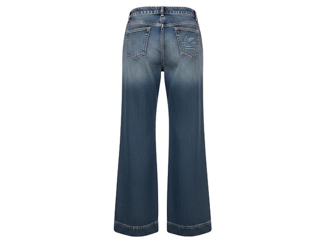 Vaqueros Etro de algodón Five Pocket Wide Leg con bolsillo bordado, Dark Blue Wash Azul - vista 3