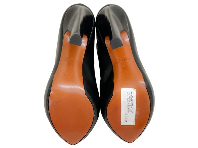 Mules platform slip-on in pelle nera Alexander McQueen Nero - vista 7