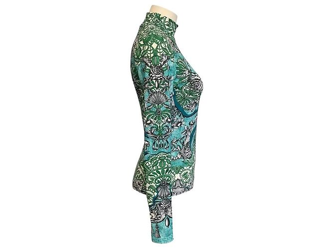 Top stretch a maniche lunghe con stampa floreale multicolore verde / blu Mary Katrantzou - vista 2