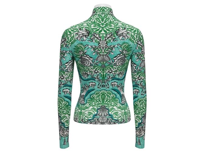 Top stretch a maniche lunghe con stampa floreale multicolore verde / blu Mary Katrantzou - vista 3