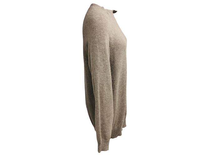 Céline Celine Taupe Strickpullover aus Wolle und Alpaka mit Cut-Out-Detail Beige - Ansicht 2