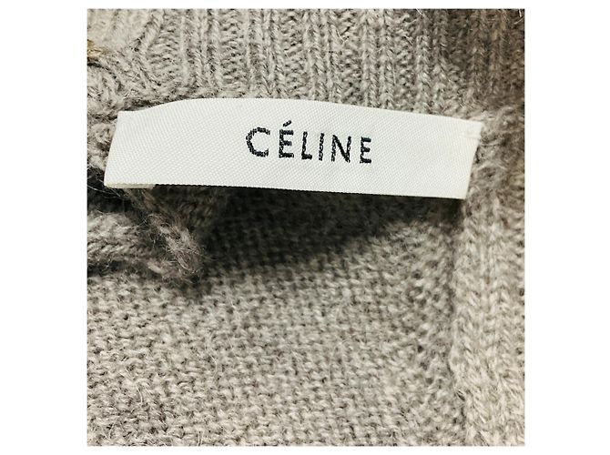Céline Celine Taupe Strickpullover aus Wolle und Alpaka mit Cut-Out-Detail Beige - Ansicht 4