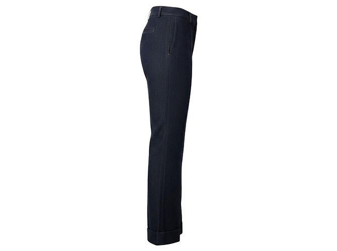 Adam Lippes Deeda Wide Leg Hose aus dunkelblauem Denim - Ansicht 2