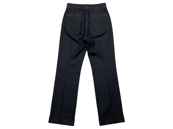 Adam Lippes Deeda Wide Leg Hose aus dunkelblauem Denim - Ansicht 3