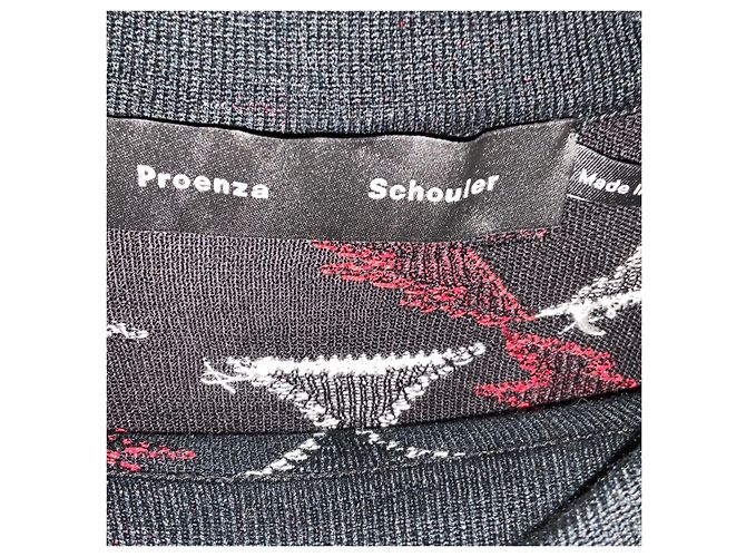 Proenza Schouler Langarm-Pullover aus Seidenstrick mit mehrfarbigem Blitzmuster Schwarz / Weiß / Rot Mehrfarben - Ansicht 3