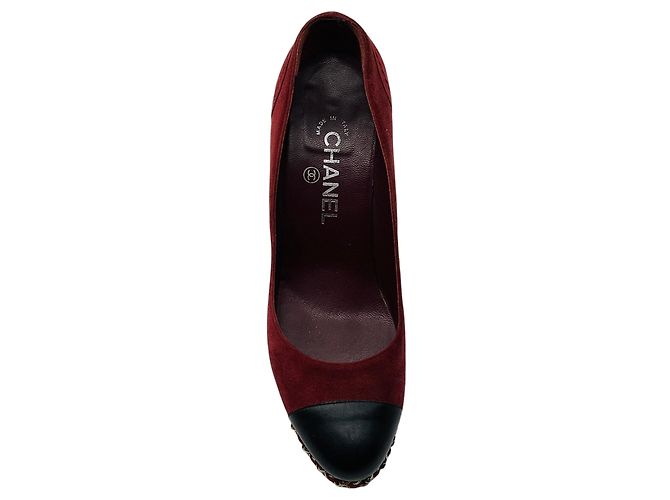 Décolleté con zeppa Chanel 2011 in camoscio bordeaux scuro Bordò - vista 4