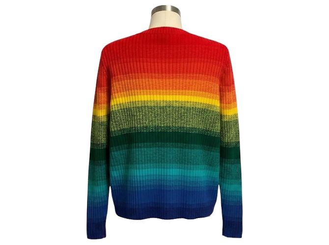 Autre Marque The Elder Statesman Rainbow Mehrfarbiger gestreifter Kaschmir-Strickpullover mit Rundhalsausschnitt Mehrfarben - Ansicht 3