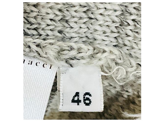 Autre Marque Amina Rubinacci Strickjacke aus meliertem grauen Wollstrick mit Pailletten - Ansicht 5