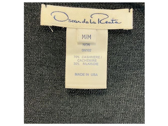 Oscar de la Renta kurz geschnittener Kaschmir-Seiden-Strickpullover in Marineblau mit offener Front - Ansicht 4