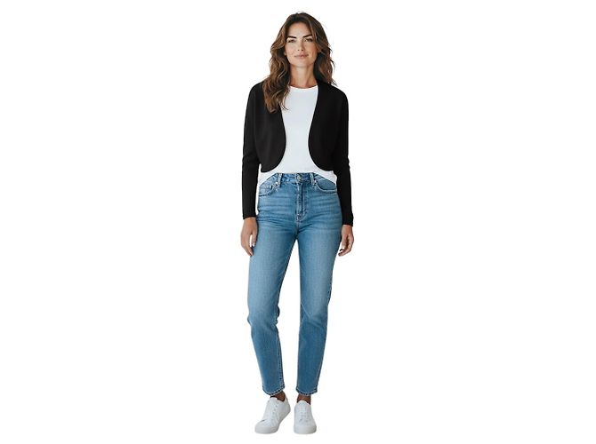 Oscar de la Renta kurz geschnittener Kaschmir-Seiden-Strickpullover in Marineblau mit offener Front - Ansicht 5