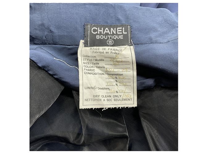 Gonna ampia in seta blu navy vintage Chanel - vista 4