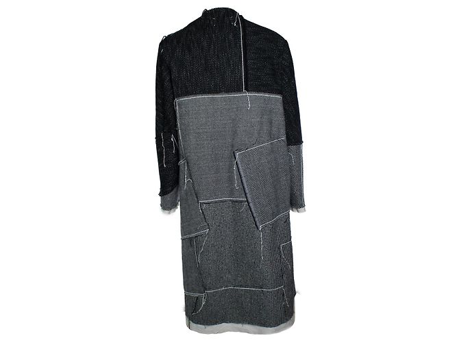 Maison Martin Margiela Margiela x John Galliano, abrigo de lana patchwork inside out Negro Blanco - vista 2