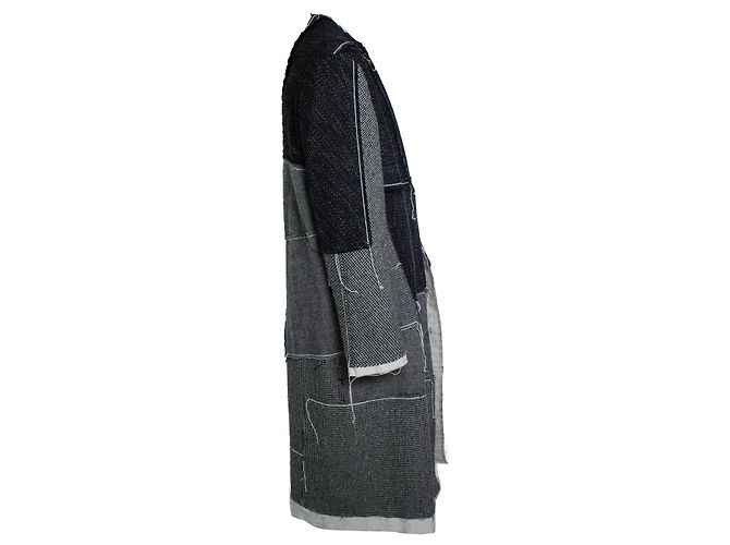 Maison Martin Margiela Margiela x John Galliano, abrigo de lana patchwork inside out Negro Blanco - vista 3