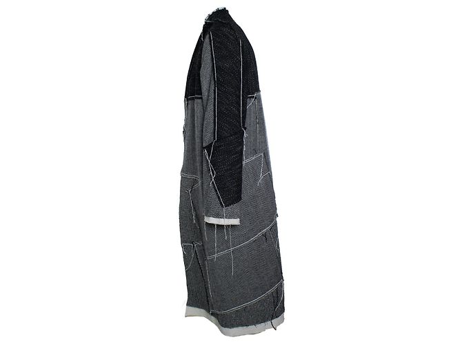 Maison Martin Margiela Margiela x John Galliano, abrigo de lana patchwork inside out Negro Blanco - vista 4