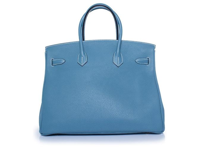 Hermès Hermes, Birkin 35 Tasche Blue jean aus Togo-Leder Blau - Ansicht 2