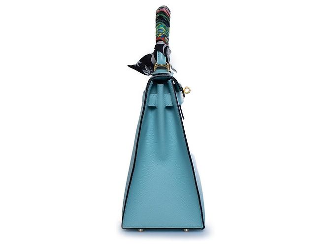 Hermès Hermes, sac kelly II sellier 28 epsom bleu atoll Blu D'oro - vista 3
