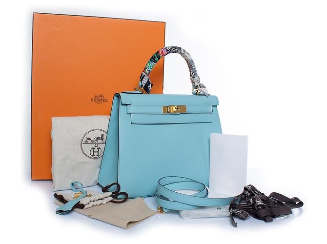 Hermès Hermes, sac kelly II sellier 28 epsom bleu atoll Blu D'oro - vista 7